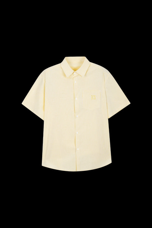 ICS Embroidered Logo Striped Short Sleeve Shirt